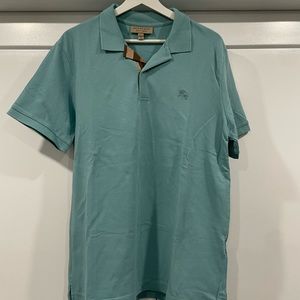 Burberry London, England Turquoise Collared (Polo) Short Sleeve Shirt Size XL